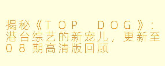 揭秘《TOP DOG》:港台综艺的新宠儿,更新至08期高清版回顾
