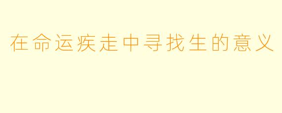 在命运疾走中寻找生的意义