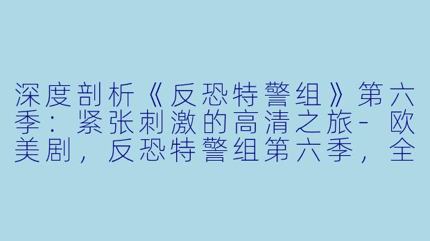 深度剖析《反恐特警组》第六季:紧张刺激的高清之旅-欧美剧,反恐特警组第六季,全22集,高清版