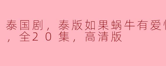 泰国剧，泰版如果蜗牛有爱情(泰语)，全20集，高清版