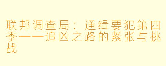 联邦调查局：通缉要犯第四季——追凶之路的紧张与挑战