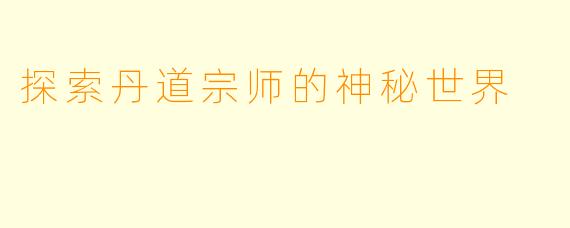 探索丹道宗师的神秘世界