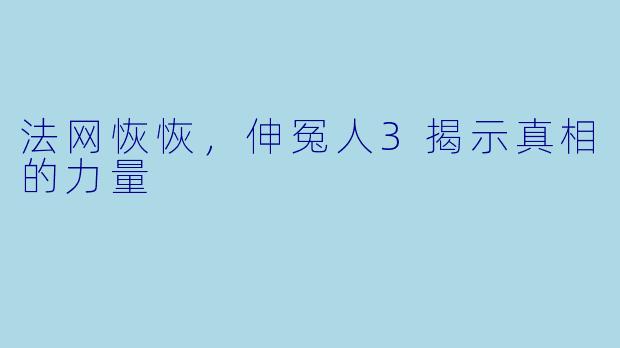 法网恢恢，伸冤人3揭示真相的力量