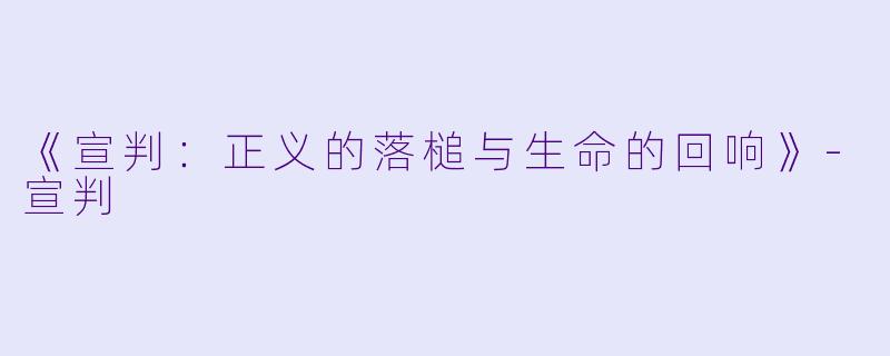 《宣判：正义的落槌与生命的回响》-宣判