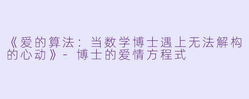 《爱的算法：当数学博士遇上无法解构的心动》-博士的爱情方程式