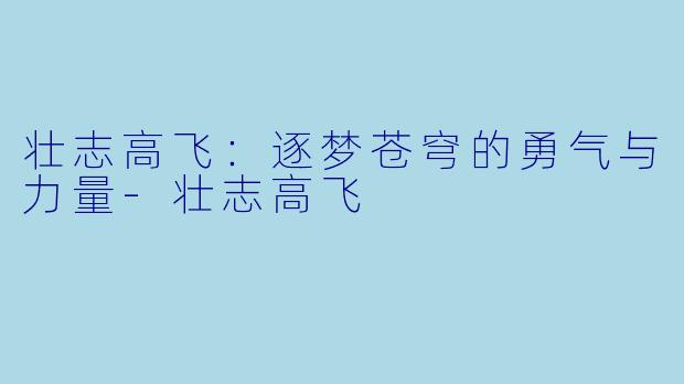 壮志高飞：逐梦苍穹的勇气与力量-壮志高飞