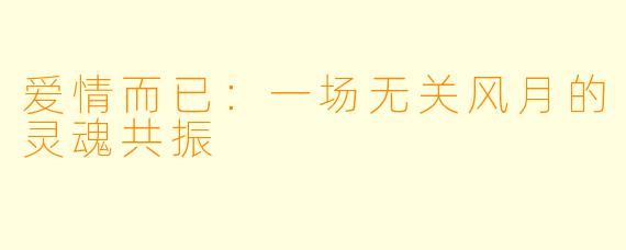 爱情而已：一场无关风月的灵魂共振