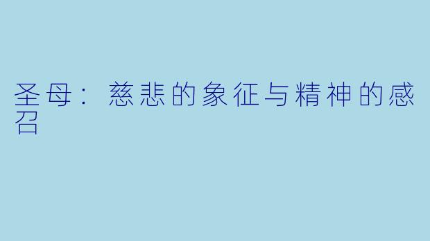 圣母:慈悲的象征与精神的感召