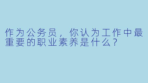 作为公务员，你认为工作中最重要的职业素养是什么？