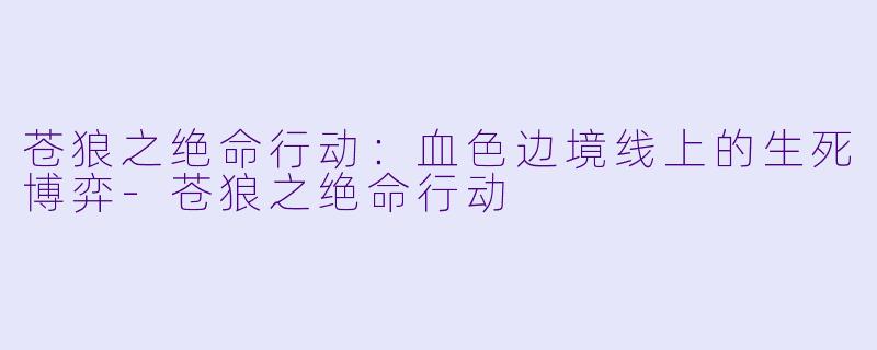 苍狼之绝命行动：血色边境线上的生死博弈-苍狼之绝命行动