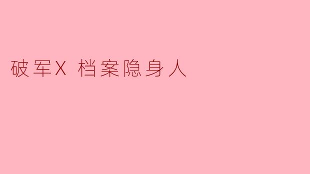 《破军X档案:隐身人谜案——当真相隐匿于视线之外》