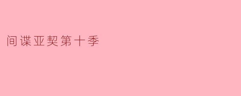 《间谍亚契第十季:终极谍影迷局与角色命运的华丽终章》