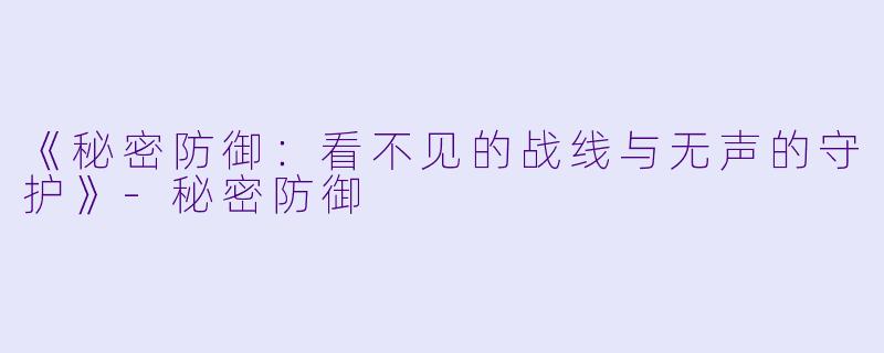 《秘密防御：看不见的战线与无声的守护》-秘密防御