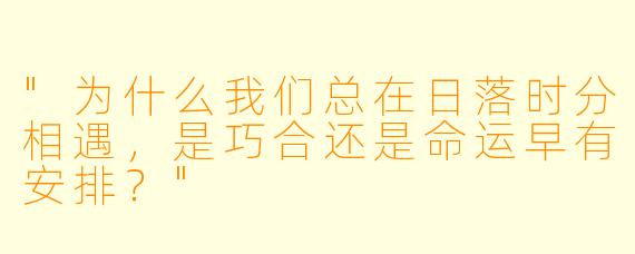 "为什么我们总在日落时分相遇，是巧合还是命运早有安排？"
