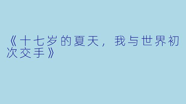 《十七岁的夏天，我与世界初次交手》