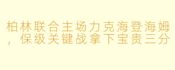 柏林联合主场力克海登海姆，保级关键战拿下宝贵三分