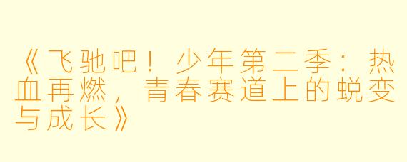 《飞驰吧!少年第二季:热血再燃,青春赛道上的蜕变与成长》