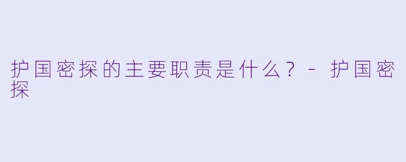 护国密探的主要职责是什么?