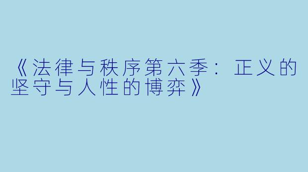 《法律与秩序第六季：正义的坚守与人性的博弈》