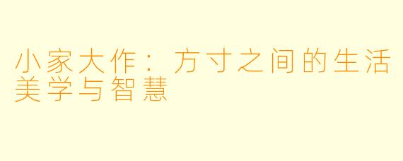 小家大作：方寸之间的生活美学与智慧
