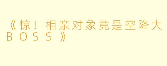 《惊！相亲对象竟是空降大BOSS》