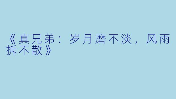 《真兄弟：岁月磨不淡，风雨拆不散》