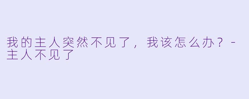 我的主人突然不见了，我该怎么办？-主人不见了