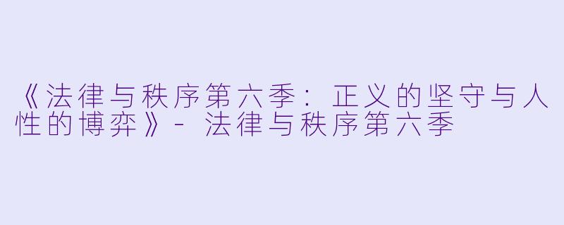 《法律与秩序第六季：正义的坚守与人性的博弈》-法律与秩序第六季