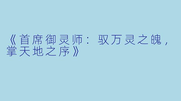 《首席御灵师：驭万灵之魄，掌天地之序》