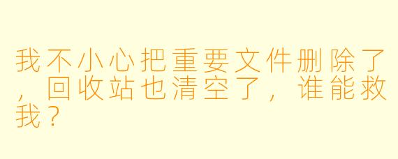 我不小心把重要文件删除了,回收站也清空了,谁能救我?