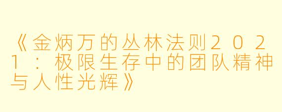 《金炳万的丛林法则2021：极限生存中的团队精神与人性光辉》