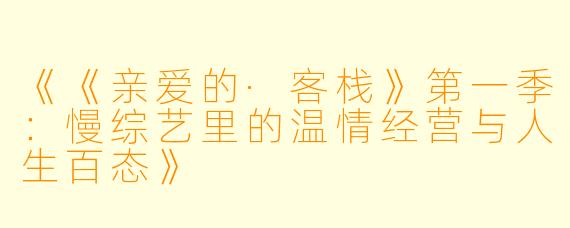 《《亲爱的·客栈》第一季：慢综艺里的温情经营与人生百态》