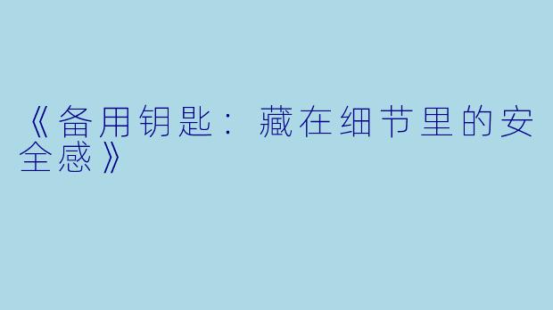 《备用钥匙：藏在细节里的安全感》
