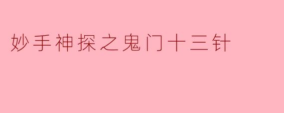 妙手神探之鬼门十三针