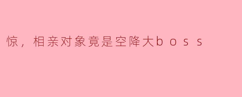 惊，相亲对象竟是空降大boss