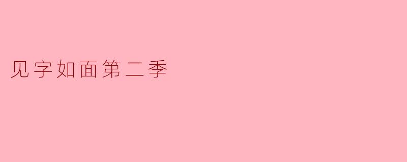 见字如面第二季