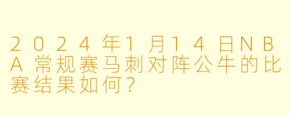 2024年1月14日NBA常规赛马刺对阵公牛的比赛结果如何？