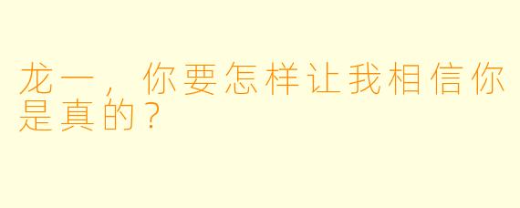 龙一，你要怎样让我相信你是真的？